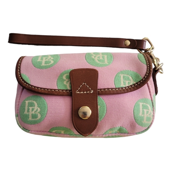 Dooney And Bourke Green Pink  Pouch Wristlet. - Picture 2 of 6